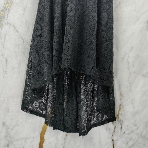 Off The Shoulder Short Sleeve High Low Lace Dress - Picture 6 of 10